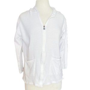 Vintage Nordstrom White Cotton Mesh Zip Up Hoodie | Size XS